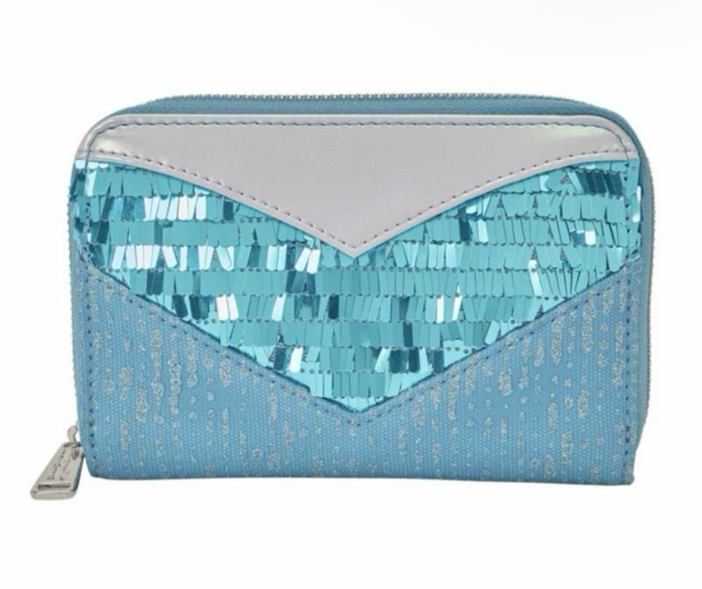 Loungefly Frozen Elsa Glitter Sequin Zip Wallet - Sparkling Blue Sequins