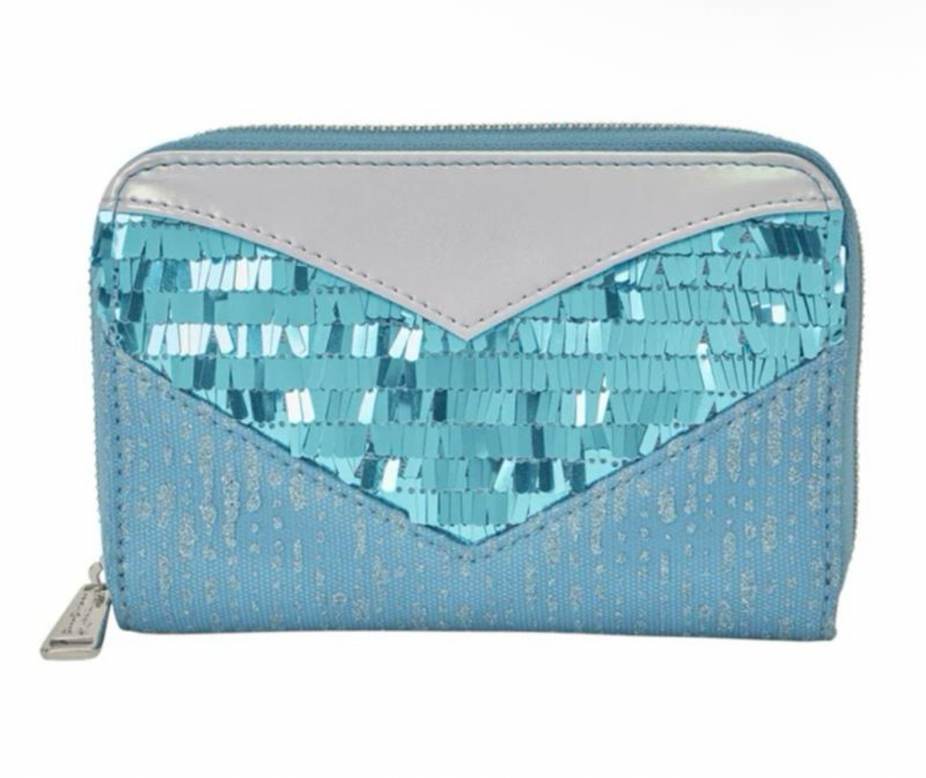 Loungefly Frozen Elsa Glitter Sequin Zip Wallet - Sparkling Blue Sequins