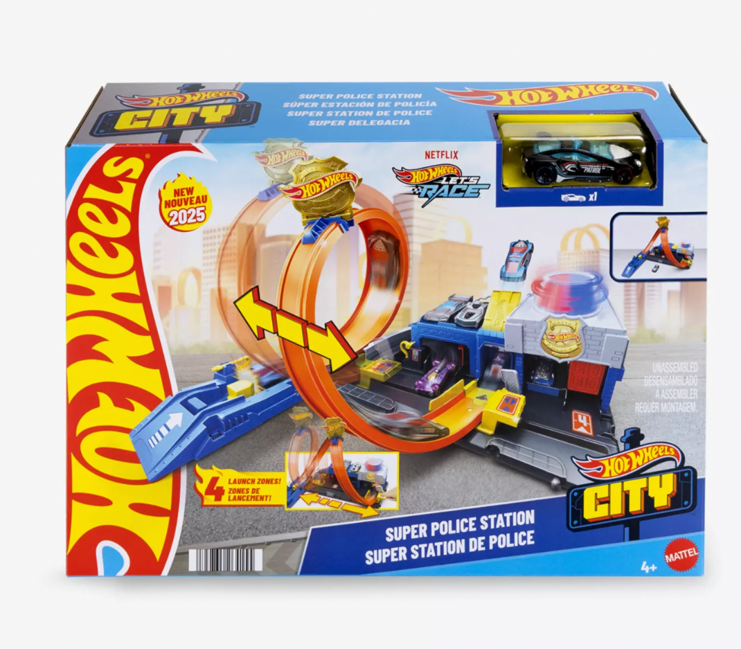 Hot Wheels City Super Police Station Playset and Police Car Toy