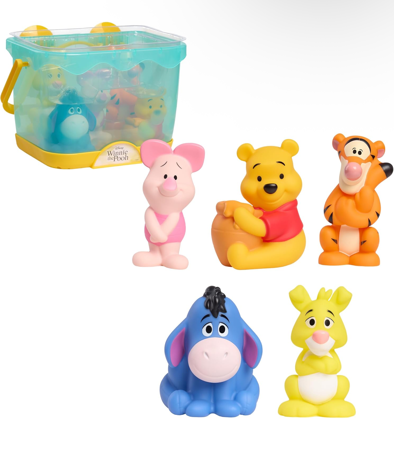 Winnie the Pooh Bath Caddy, 6-pieces, 5 Bath Toy Figures