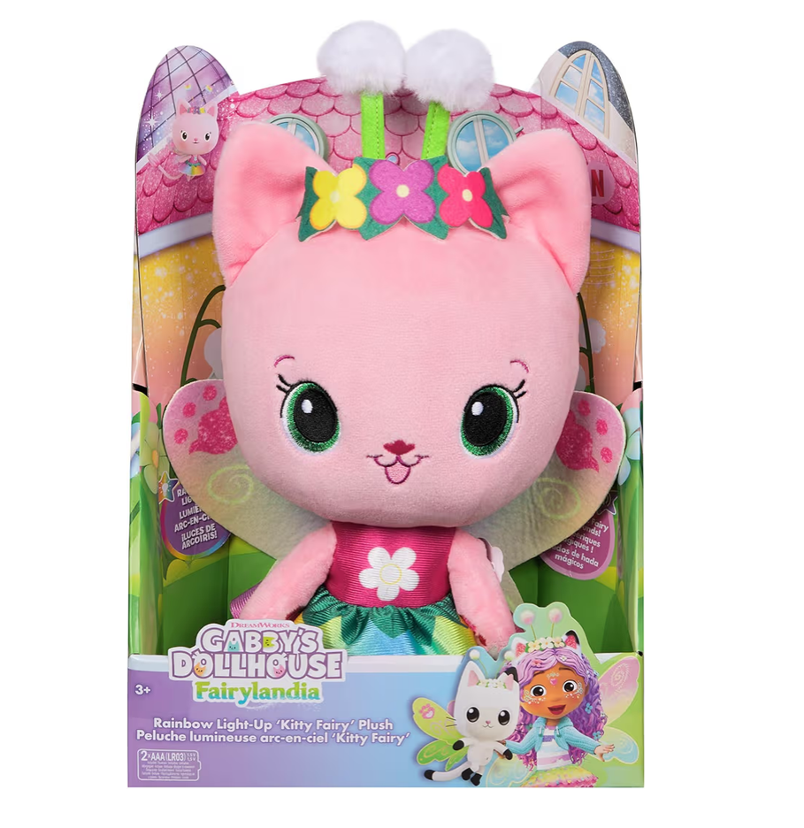 Gabby’s Dollhouse Fairylandia Official Rainbow Light-Up Kitty Fairy Plush