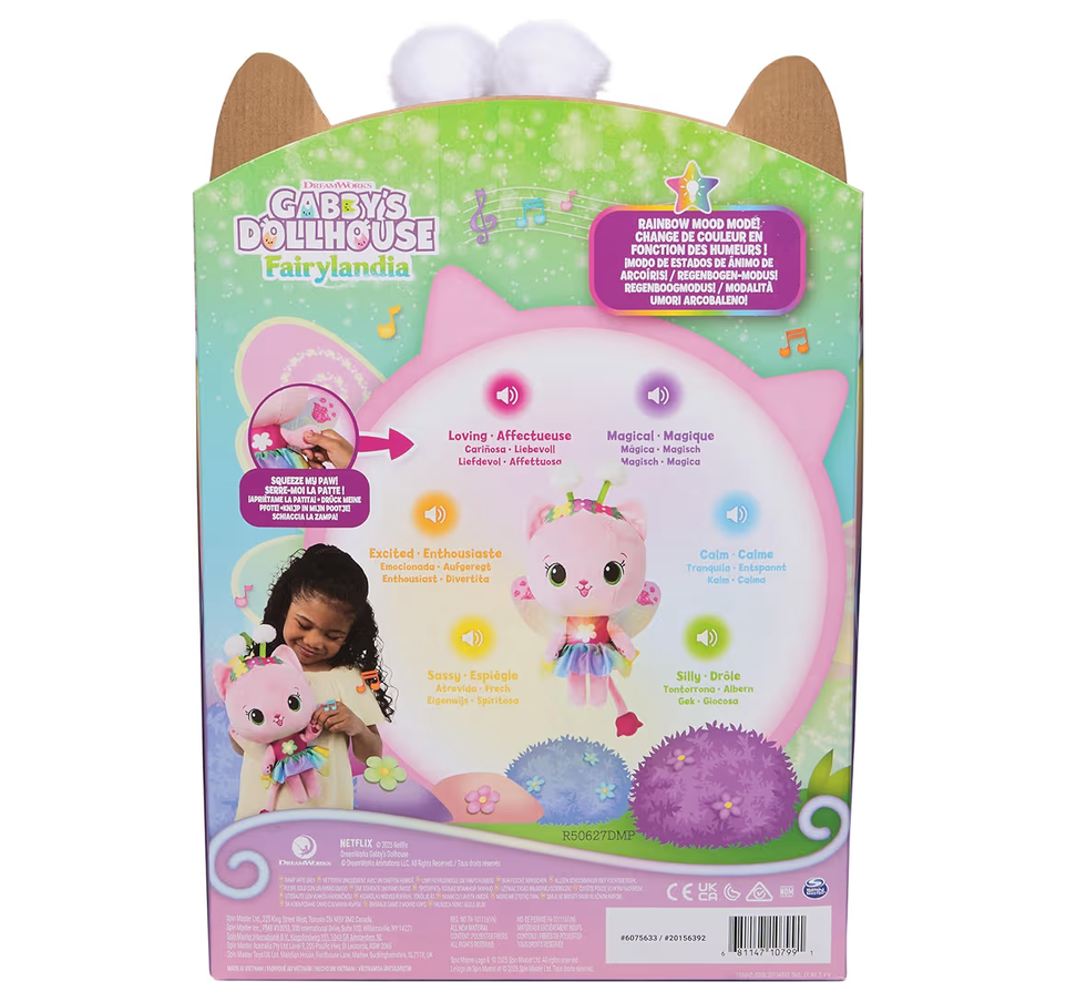 Gabby’s Dollhouse Fairylandia Official Rainbow Light-Up Kitty Fairy Plush