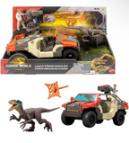 Jurassic World Rebirth Launch 'N Battle Action Vehicle Set with Velociraptor