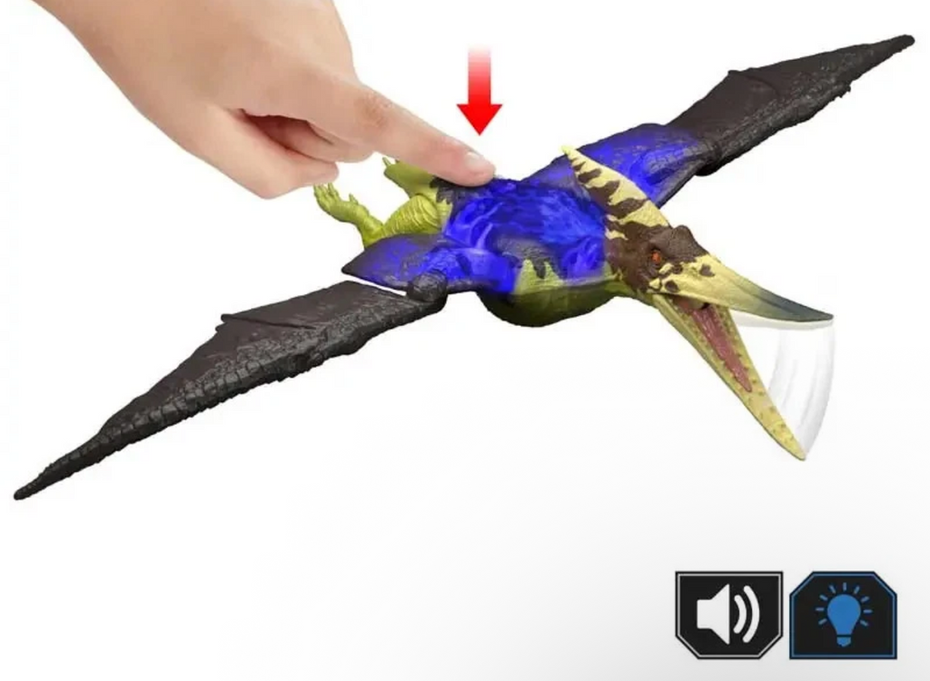 Jurassic World Wild Roar Pteranodon Dinosaur Action Figure Toy with Chomp Attack