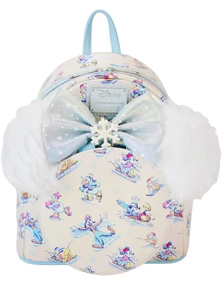 Disney Mickey and Friends Winter Wonderland AOP Mini Backpack with Headband