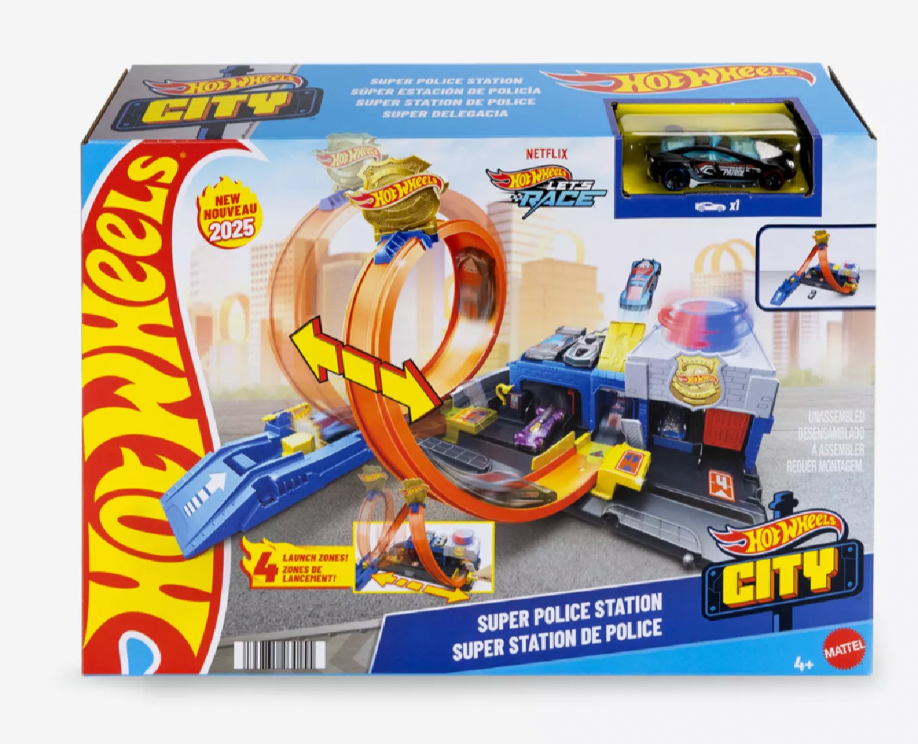 Hot Wheels City Super Police Station Playset and Police Car Toy