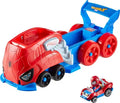 Hot Wheels Toy Car Track Set, Spider-Man Large-Scale Launcher and Hauler