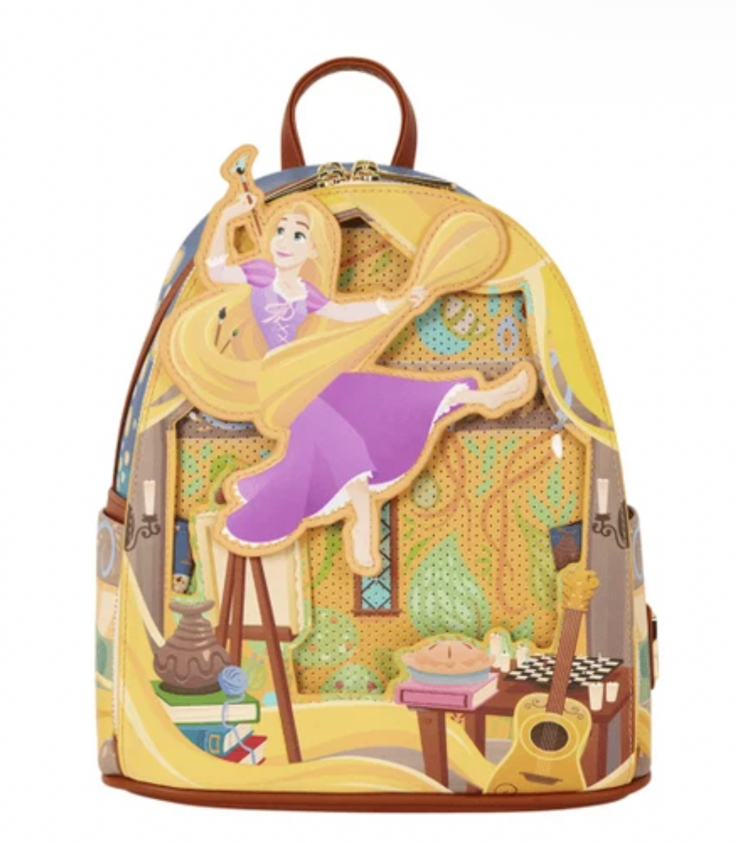 Loungefly Disney Tangled Rapunzel Glow Pin Trader Mini Backpack